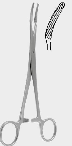 Затискач МІКУЛІЧА (MIKULICZ) очеревинний, 1х2 зубці, пелюсткоподібні кінці, 18 см (сm)